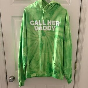 Barstool XL Green Tie-Dye Hoodie with Call Her Daddy Print